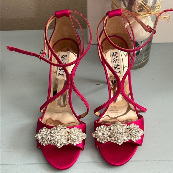 Badgley Mischka Shoes - Badgley Mischka Fuchsia Embellished Heels
